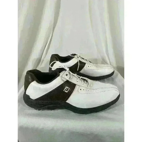 FootJoy Mens Golf Shoes 11M Greenjoy Soft Spike White/Brown Leather 45311 - Picture 3 of 6